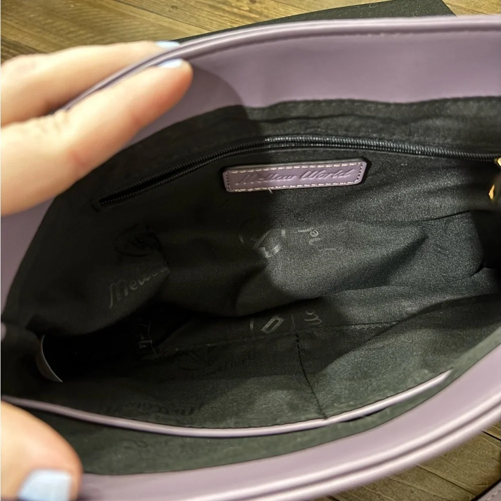 Mellow World Quinn Perforated Crossbody Bag in Dusty Lavender Faux Leather
